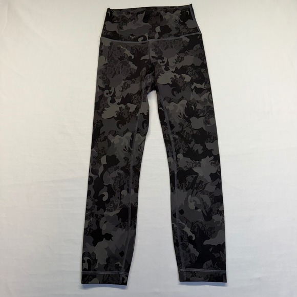 Lululemon Pants - Lululemon Wunder Under Camo‎ Cropped Leggings 4 Black High Rise Yoga LW6BNKS